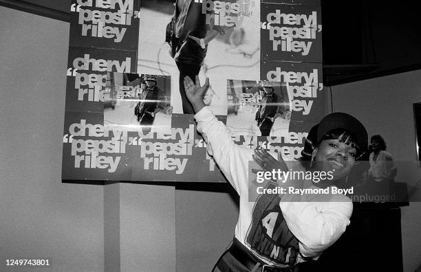 Singer Cheryl Pepsii Riley poses for photos at the Warner Elektra Atlantic Distribution branch in Bensenville, Illinois in July 1993.