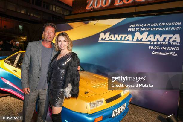 Til Schweiger and Tina Ruland attend the Family & Friends Screening of "Manta Manta - Zwoter Teil" at Zoo Palast Berlin on March 28, 2023 in Berlin,...