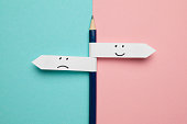 Pencil - direction indicator - choice of sad or happy mood