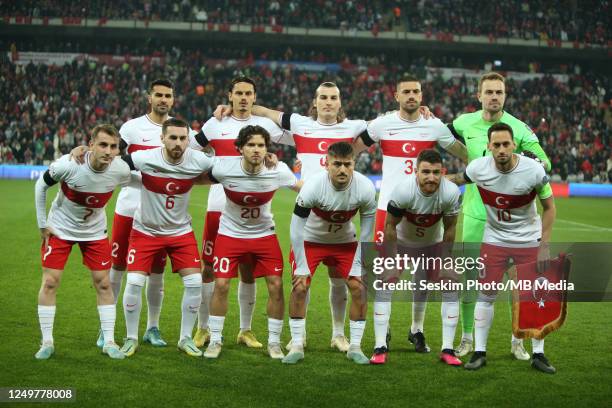 Players of Turkey poses team photo for the media before the UEFA EURO 2024 qualifying round group D match between Turkey and Croatia at Buyuksehir...