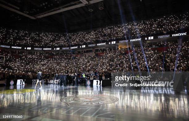 General view prior to the 2022-23 Turkish Airlines EuroLeague Regular Season Round 31 game between Partizan Mozzart Bet Belgrade and FC Barcelona at...