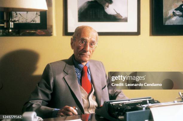 Italian journalist and writer Indro Montanelli at home, Milan, 2nd June 1997.