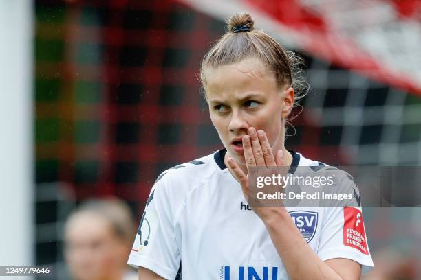 Karla Goerlitz of FF USV Jena looks on during the Flyeralarm Frauen Bundesliga match between FC Bayern Munich Women's and FF USV Jena Women's at FC...