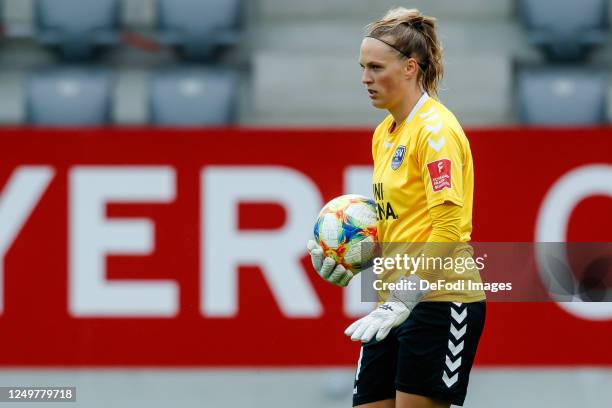 Goalkeeper Inga Schuldt of FF USV Jena looks on during the Flyeralarm Frauen Bundesliga match between FC Bayern Munich Women's and FF USV Jena...