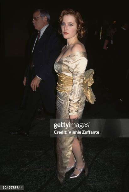 American-British actress Gillian Anderson attends the 52nd Annual Golden Globe Awards, held at the Beverly Hilton Hotel in Beverly Hills, California,...