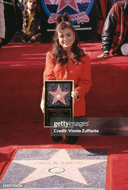 American singer and dancer Paula Abdul attends her Hollywood Walk of Fame Star Ceremony, held at 7021 Hollywood Boulevard in Los Angeles, California,...