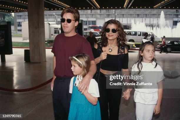 American actor Emilio Estevez with his daughter Paloma Estevez, his wife American singer and dancer Paula Abdul, and niece Cassandra Sheen at the...