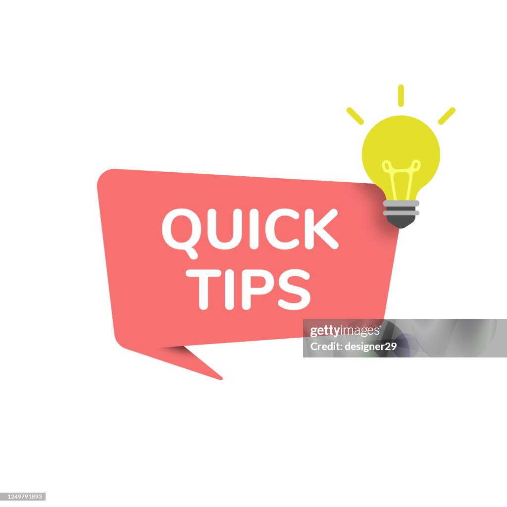 Schnelle Tipps Speech Bubble Icon Vector Design.