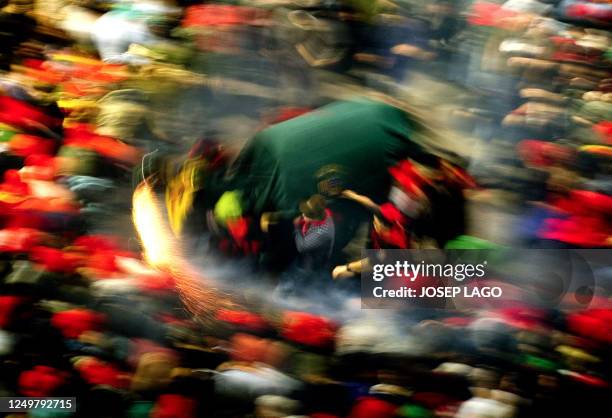 Revelers take part in a tradition party named "La Patum" on June 6, 2010 in Berga. The Patum of Berga, or simply "La Patum", is a popular and...