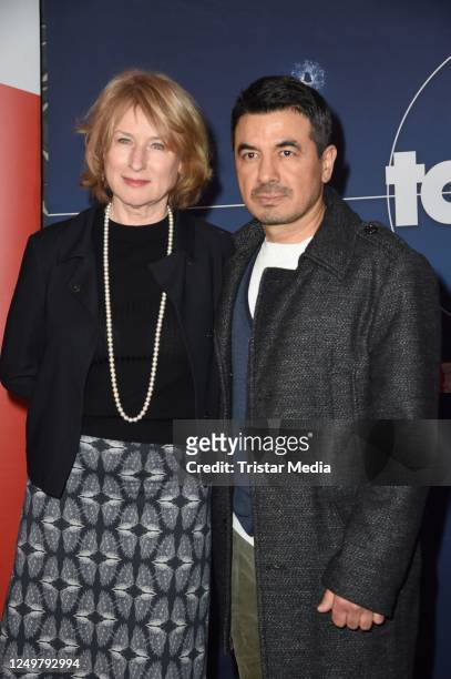 Corinna Harfouch and Ercan Karacayli attend the "Tatort: Nichts als sie Wahrheit" photocall at Delphi Filmpalast on March 28, 2023 in Berlin, Germany.