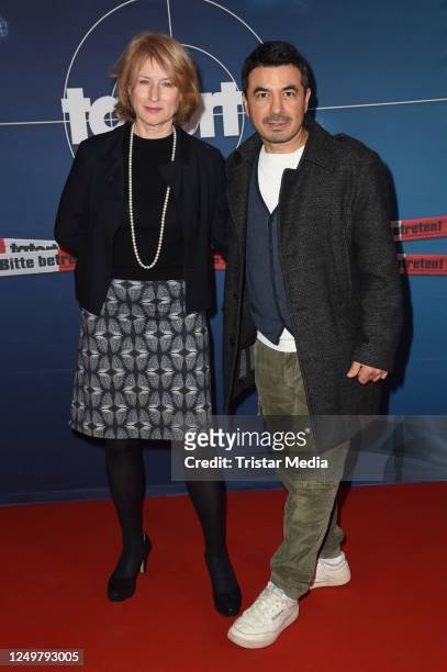 Corinna Harfouch and Ercan Karacayli attend the "Tatort: Nichts als sie Wahrheit" photocall at Delphi Filmpalast on March 28, 2023 in Berlin, Germany.