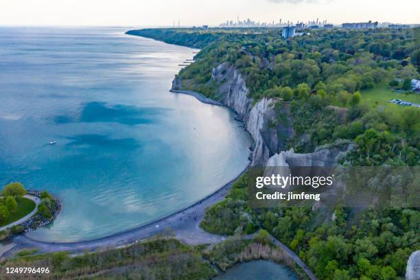 aerial bluffers park - cliff park view,  scarborough, canada - toronto summer stock pictures, royalty-free photos & images