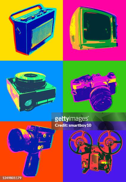 retro icons - 1970’s - film projector stock illustrations