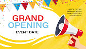 Grand opening banner template. Advertising design