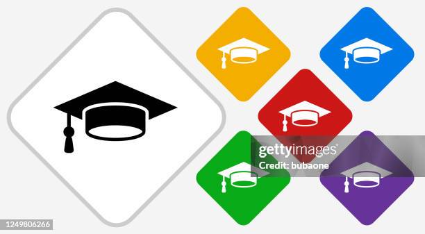 graduation cap and diploma icon - multiple hats stock illustrations