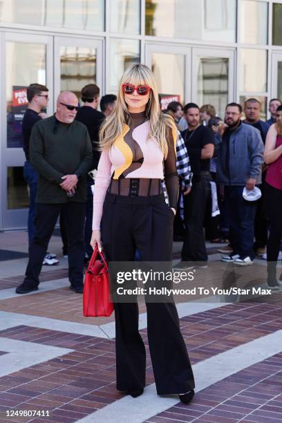 Heidi Klum is seen outside "America's Got Talent" on March 28, 2023 in Pasadena, California.