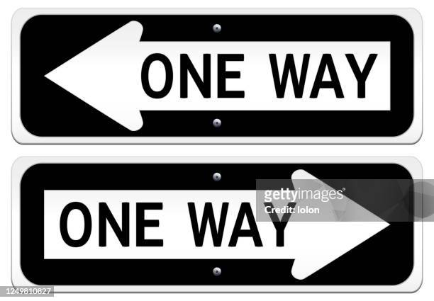 one way road sign vector illustration on white - one direction group stock illustrations