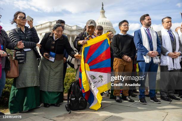 Activists and members of Congress hold a press conference supporting Tibet outside the U.S. Capitol on March 28th, 2023 in Washington, DC