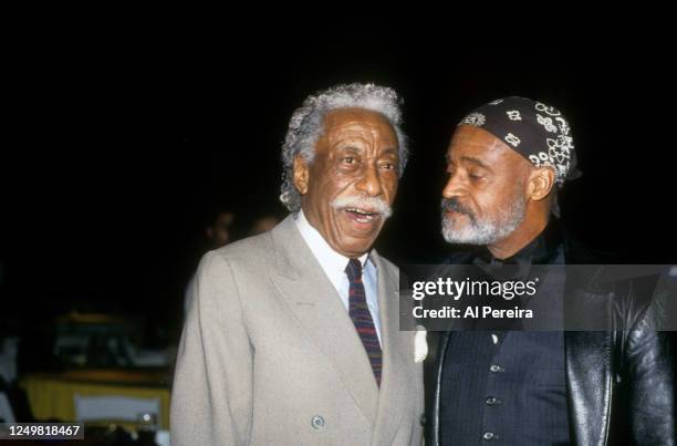 Gordon Parks and Melvin Van Peebles appears at Sportsball '96 benefitting the Arthur Ashe Foundation on April 18, 1996 in New York City.