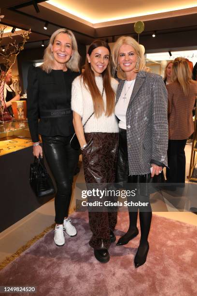 Saskia Greipl-Kostantinidis, Sylwia Klose and Tanja Ehrmann, owner of Bo Redley, during the Bo Redley - Design, Fashion & Genuss Event on March 28,...