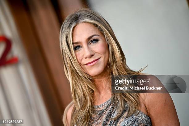 Jennifer Aniston at the premiere of "Murder Mystery 2" held at Regency Village Theatre on March 28, 2023 in Los Angeles, California.