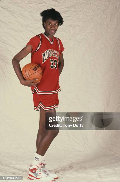 Lisa Leslie, Center for the Inglewood Morningside Monarchs High School basketball team poses for a portrait on 1st December1989 at the at Moringside...