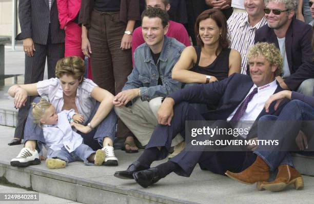 Kelly Pfaff and her daughter Shania sits near her father Jean-Marie Pfaff , former goalkeeper of Belgian national soccer team while other VTM...