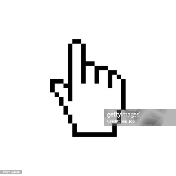 pixel cursor icon - hand. mouse click. vector stock illustration - click stock illustrations