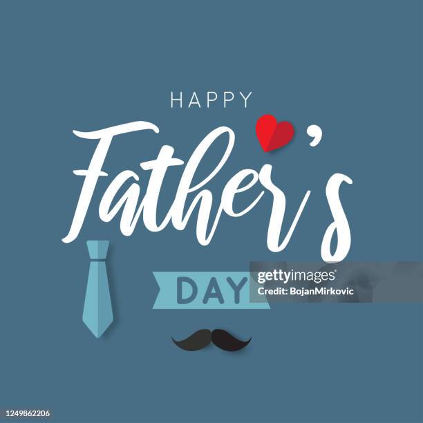 father's day. paper heart, mustache and necktie. vector - clothes flat lay stock illustrations