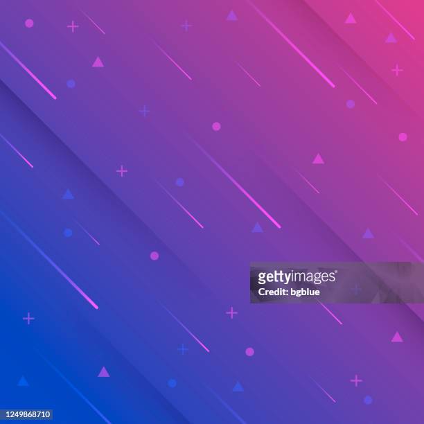 abstract design with geometric shapes - trendy purple gradient - meteor shower stock illustrations
