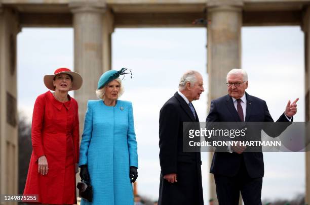 The German President's wife Elke Buedenbender, Britain's Camilla, Queen Consort, Britain's King Charles III and German President Frank-Walter...