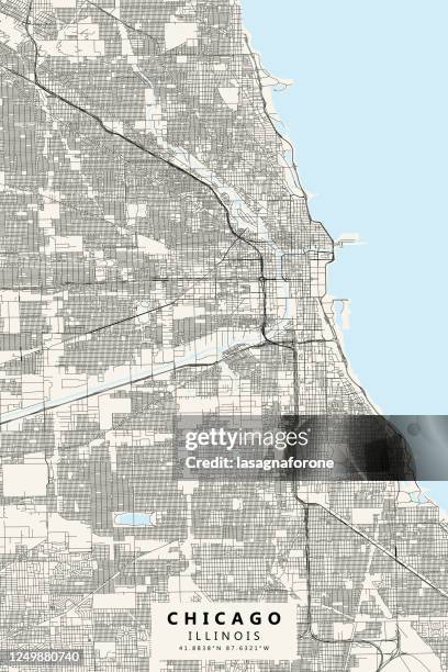 stockillustraties, clipart, cartoons en iconen met chicago illinois - vector kaart - chicago map