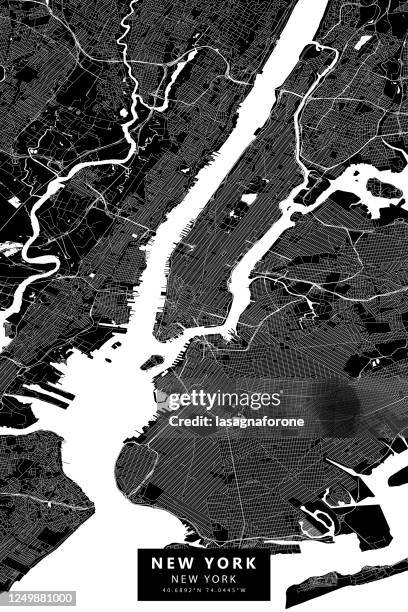 stockillustraties, clipart, cartoons en iconen met new york city vector kaart - stad new york