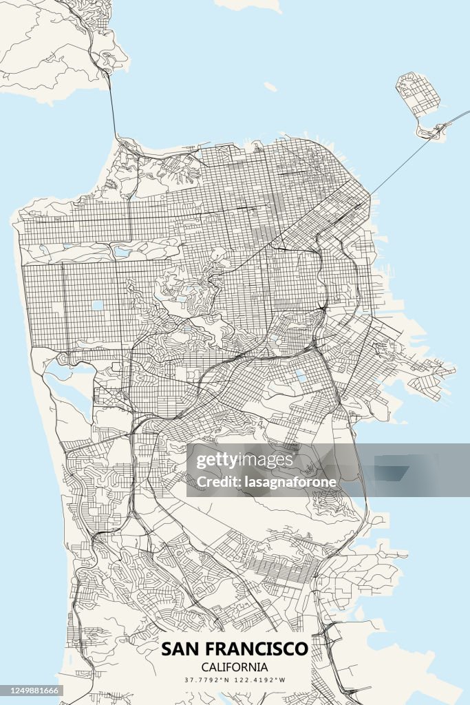 San Francisco, Kalifornien Vektorkarte