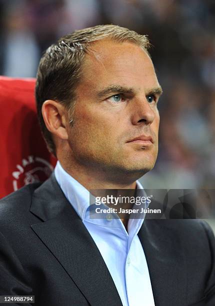 Head coach Frank De Boer of Ajax prior to the start of the UEFA Champions League group D match between AFC Ajax and Olympique Lyonnais at the...