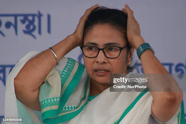 West Bengal Chief Minister Mamata Banerjee on Wednesday started her two-day sit-in demonstration in Kolkata, India, on March 29 to protest the...