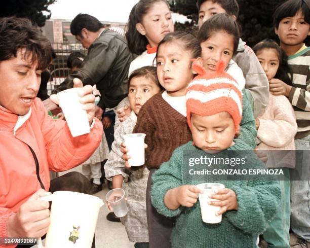 Some 5,000 children received milk, clothes and food from local authorities 06 January during celebrations in El Alto, Bolivia for the day of kings....