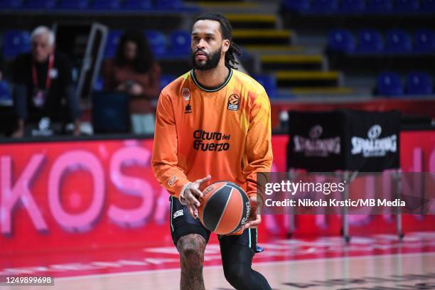 James Webb III of Valencia Basket warms up during the 2022/2023 Turkish Airlines EuroLeague match between Crvena Zvezda mts Belgrade and Valencia...