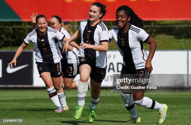 Marina Scholz of Germany celebrates after scoring a goal during the UEFA Women's Under-17 Championship Estonia 2023 qualification match between...