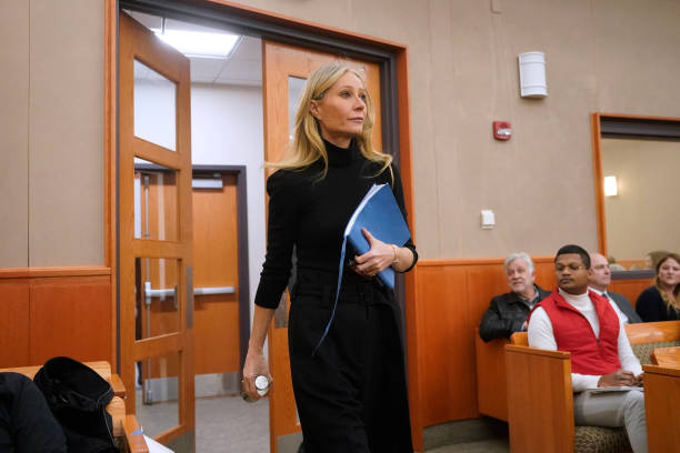 Actor Gwyneth Paltrow enters court during her civil trial over a collision with another skier on March 29, 2023 in Park City, Utah. Retired...