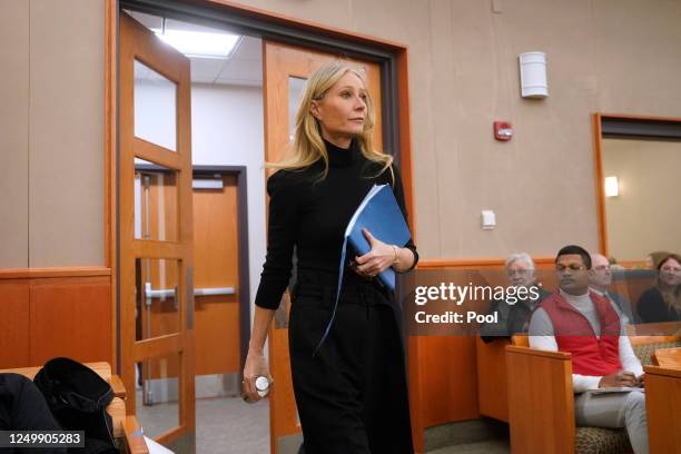 Actor Gwyneth Paltrow enters court during her civil trial over a collision with another skier on March 29, 2023 in Park City, Utah. Retired...