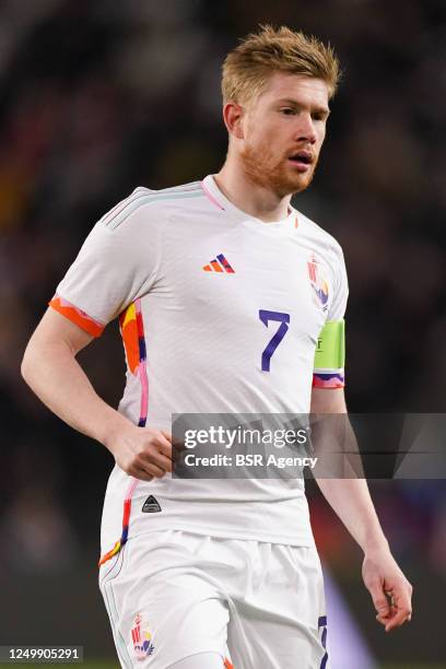 Kevin De Bruyne of Belgium looks on during the International Friendly match between Germany and Belgium at RheinEnergieStadion on March 28, 2023 in...