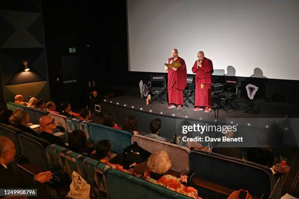 Lama Tsring Tashi and Lama Rigzin attend the Dalai Lama's "Never Forget Tibet" Film Premiere hosted by Everyman Borough Yards and presented by Dr...