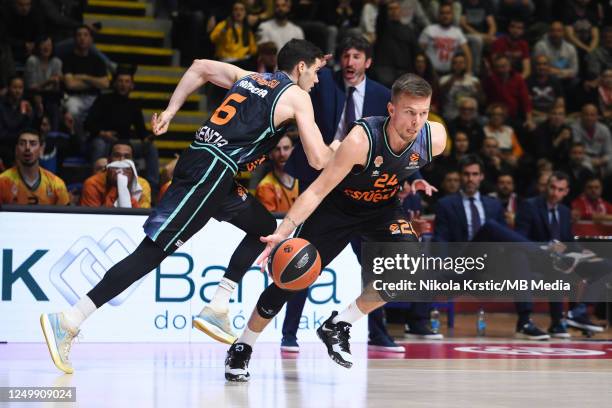 Martin Hermannsson of Valencia Basket in action during the 2022/2023 Turkish Airlines EuroLeague match between Crvena Zvezda mts Belgrade and...