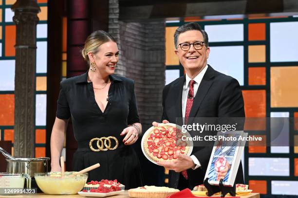 The Late Show with Stephen Colbert and guest Alison Roman during Tuesdays March 28 2023 show.