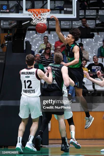 Yannick Kraag of Joventut Badalona in action during the Eurocup match between Joventut Badalona and 7Bet-Lietkabelis Panevezys at the Pavellon...