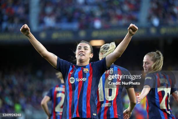 Patri Guijarro goal celebration during the match between FC Barcelona and AS Roma, corresponding to the 2nd leg of the quarter finals of the UEFA...