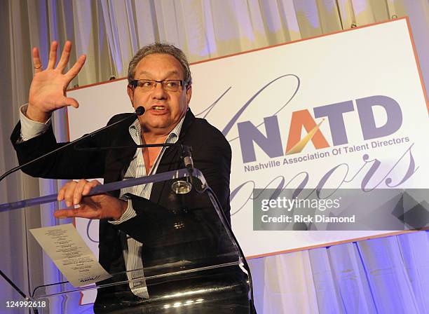 Comedian Lewis Black presents honor to Agent Jim Gosnell at The Nashville Association Of Talent Directors Honors Gala at The Hermitage Hotel on...