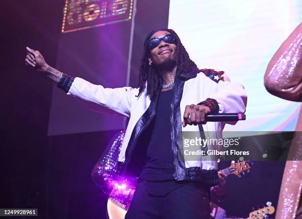 Wiz Khalifa at the concert celebrating the premiere of "Spinning Gold" held at Avalon on March 29, 2023 in Los Angeles, California.