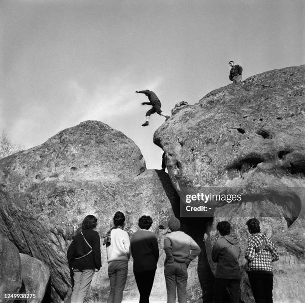 Italian mountain guide Guido Magnone gives climbing lessons to young girls from the Paris Chamber of Commerce, apprentice mountaineers, on December...